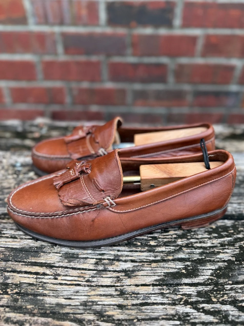 Dexter Men's Size 8.5 WW Brown Leather Kiltie Tassel Slip On Loafers Made USA P5